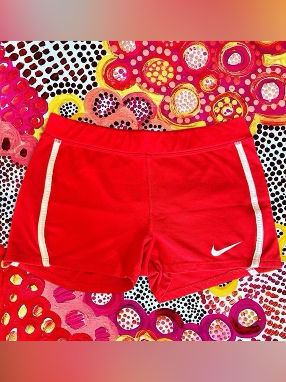 Nike Women’s Red Athletic Shorts with White Trim